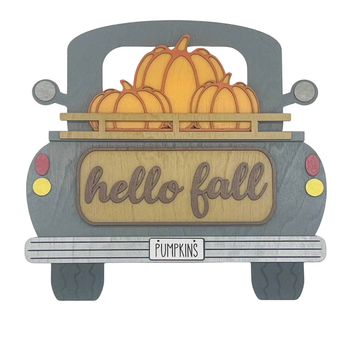 Truckloads of Autumn Charm: "Hello Fall" Layered Wooden Sign!